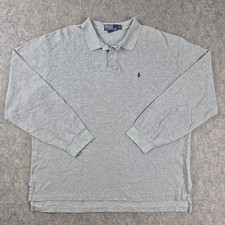 Vintage Polo Ralph Lauren Shirt Mens 2XL Gray Long Sleeve Polo Golf Logo 90s Y2K picture