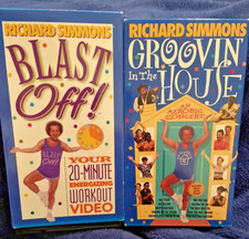 Lot of 2 Richard Simmons Fitness Groovin' in the House & Blast Off VHS Tapes picture