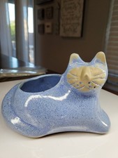 Vintage MCM David Stewart Lions Valley Studio Pottery Cat Planter Vase  picture