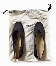 Le Monde Beryl Luna Black Satin Ballet Flats Slip-On EU 38 picture