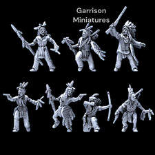 Sioux Warriors X7 32mm Old West Unpainted Resin Wargame Miniatures picture