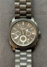 Fossil Machine FS4487 Men’s Chronograph Black Silicone Band Watch New Battery picture