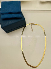 Kinn 14k Yellow Gold Bold Carter Herringbone Chain Necklace, Adjustable 16-18 in picture
