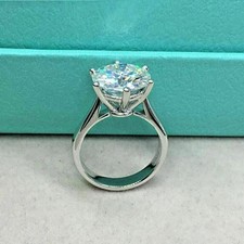 3Ct Round Cut Real Moissanite Solitaire Engagement Ring 14K White Gold Plated picture
