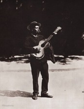 1890/1963 Vintage EUGENE ATGET Paris Man & Guitar Street Music Photo Art 11x14 picture