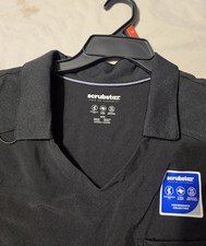 Scrubstar Premium Scrubware Performance CollectionCollar Top Black Med Brand New picture