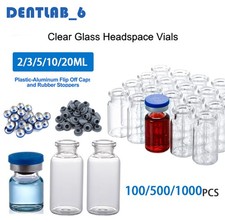 1000PCS 2/3/5/10/20ml Glass Vials Headspace Vials Lab Vials w/ Caps Sample vials picture