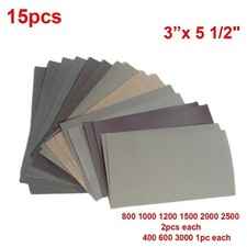 15 Pcs Sandpaper Sheets, 13 Grits 120–5000 Wet Dry Assortment for Wood & Metal picture