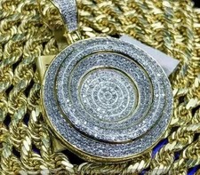 2Ct Round Cut Real Moissanite Men's Medallion Pendant 14K Yellow Gold Plated picture