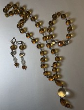 Antiq/VTG Amber & Crystal Pool Of Light Style Necklace, Earrings, & Bracelet Set picture