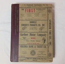 1958 DANVILLE City Directory, VA Genealogy Book phone Business Adds yellow pages picture