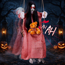 Animated Hanging Swinging Girl Halloween Animatronics Decorations Outdoor picture