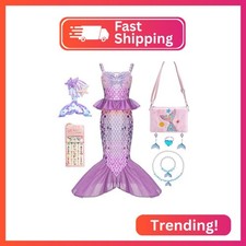 Wudiatae Mermaid Costume for Girls 3-12, Mermaid Tail Dress with Jewelry & Purse picture
