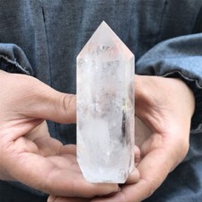 210G+Natural White Crystal Obelisk Quartz Crystal Wand Tower Point Healing 1pc picture