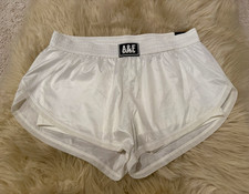 Abercrombie & Fitch Women's Athletic Shorts S White Polyester Logo Mid Rise picture
