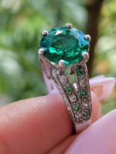 2.26 Ct Round Cut Natural Emerald Diamond Wedding Ring 14k White Gold picture