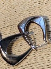 Lovely Vintage Solid Puffy 14k White Gold Hoop Earrings 1.3g Signed JCM Bolivia picture