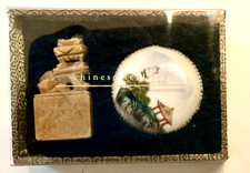 Vintage Pier 1 Chinese Stone Chop Double Happiness Seal Stamp Ink Pot NEW picture