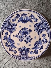 Vt'g MCM Royal Delft Hand Painted Floral Wall Plate Charger | Porceleyne Fles picture