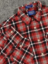 Pendleton Flannel Shirt Mens Medium Burnside Long Sleeve Flap Pocket Plaid Red picture