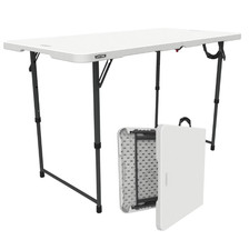 4 Foot Fold-in-Half Adjustable Height Table, Indoor/Outdoor Essential, White  picture