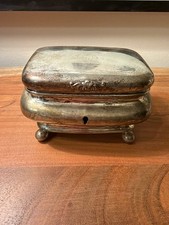Antique 19th C Biedermeier Solid Silver Box Casket Zuckerdose 12 Loth With Key picture