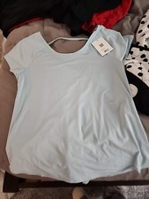 Workout Clothes Ifit Tie Back Tee Ladies Large Celestial Blue NWT picture