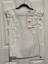 New Tyler Boe White Eyelet Ruffle Cap Sleeve size 6 NWT Cottage Core Romantic  picture