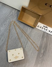 NWT Coach Mini Ivory Wallet On A Chain With Goldtone Heart Rivets CDE97 picture