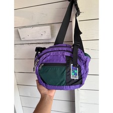 Vintage MEI Fanny Pack Purple Green Colorblock Waist Bag Made in USA Retro Bag picture