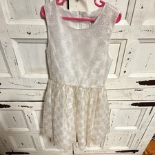 Rare Editions Girls Size 6 Ivory/Gold Floral Glitter Fit & Flare Dress picture