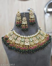 Bollywood Indian Gold Plated Rajwadi Pearl Kundan Bridal Choker Necklace Set A1 picture