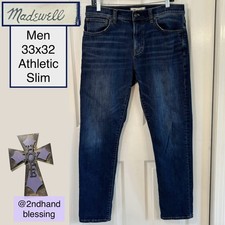 Madewell Athletic Slim Men's Jeans Sz 33x32, Coolmax Denim, Dark Wash Whispers picture