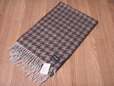 Drake's Houndstooth Wool Angora Rectangle Scarf in Wine 190cm Men New Unused picture