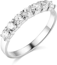 1.00Ct Round Cut Natural Diamond Eternity Wedding Band 14K Real White Gold 6 7 picture