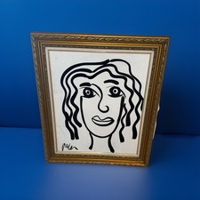 PETER KEIL ACRYLIC PAINTING - SET IN A QUALITY FRAME 26”x30” BLACK & WHITE picture