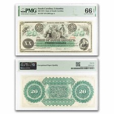 1872 South Carolina $20 Revenue Bond Scrip CU-66 EPQ PMG (CR-7) picture