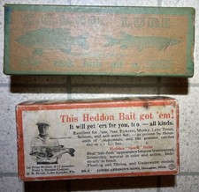Two Vintage Empty Fishing Lure Boxes Heddon & C.C. B. CO. picture