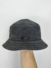 Rare Vintage Prada Bucket Hat Small Logo Gray Check Cotton Linen Size S picture