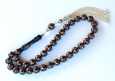 Original Erzurum Oltu,  1000K Silver Inlay Prayer Beads misbaha تسبيح Masbaha picture
