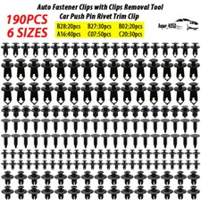 190X Universal Car Auto Fastener Plastic Clips Rivets Panel Fender Retainer Kit picture