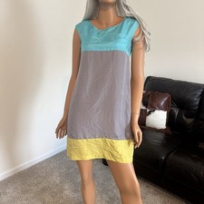 Anthropologie Odille Silk Colorblock Pocket Dress Sz 2 Boho Minimalist Retro NWT picture