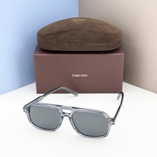 Tom Ford TF884 Sunglasses Transparent Gray Frame Dark Gray Lens New w/ Box picture