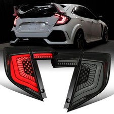 2017-2021 Civic Hatchback LED Tail Lights Animated Sequential Pair Smk/Wht Tube picture