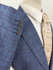 Stafford Men’s Blue Glen Check Wool Luxury Sport Coat Unstructured Size 48 R picture