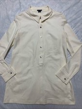 Theory Amarylin Fixture Ponte Knit Long Sleeve Minimalist Tunic Top Cream Lg picture