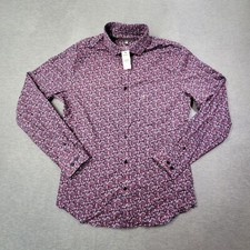 Express Shirt Mens Medium Purple Floral Fitted Button Up Colorful Preppy NWT picture