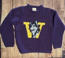 Vtg Washington Huskies Sweater 90s Jacket Zip Up Cardigan Wool Size L picture