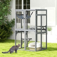COZIWOW Outdoor Catio Cat Enclosure, Wooden Cat House Window Access/3 Platforms picture