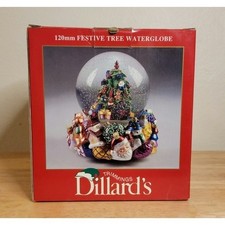 Vintage Dillard's Christmas Tree Festive Musical Water Globe Original Box Gift picture